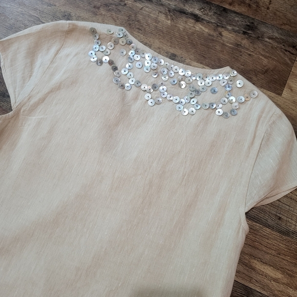 Vineyard Vines Women's Linen Cotten Blend Shell Beaded Cream Tunic Dress Size 2 - Picture 11 of 11